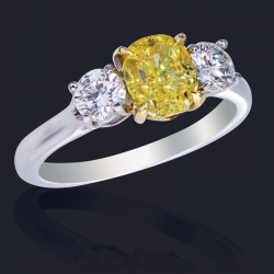 Platinum and 18K Yellow Gold Fancy Intense Yellow Diamond Ring