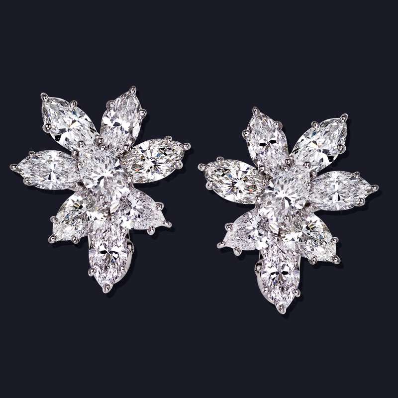 Platinum Diamond Cluster Earrings