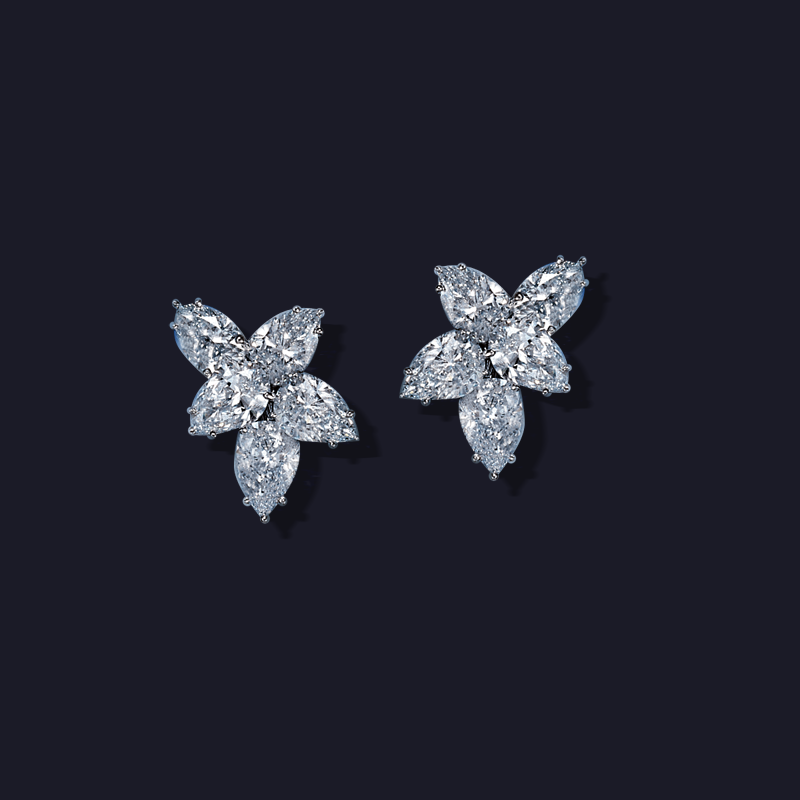 Platinum Diamond Cluster Earrings