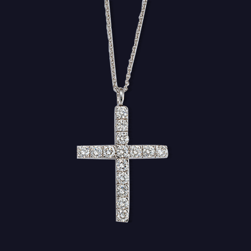 Platinum Diamond Cross Necklace