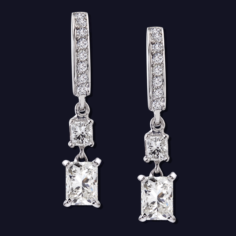 Platinum Diamond Drop Earrings