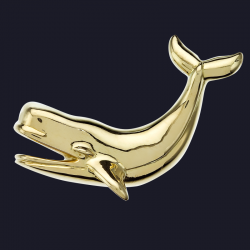 Item# 2809 WHALE 18K Yellow Gold Whale Pin