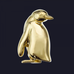 18K Yellow Gold Penguin Pin