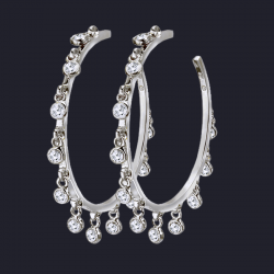 18K White Gold Diamond Hoop Earrings