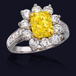 Platinum Fancy Vivid Yellow Diamond Ring