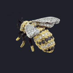 18K Two-Tone Diamond Bee Pin