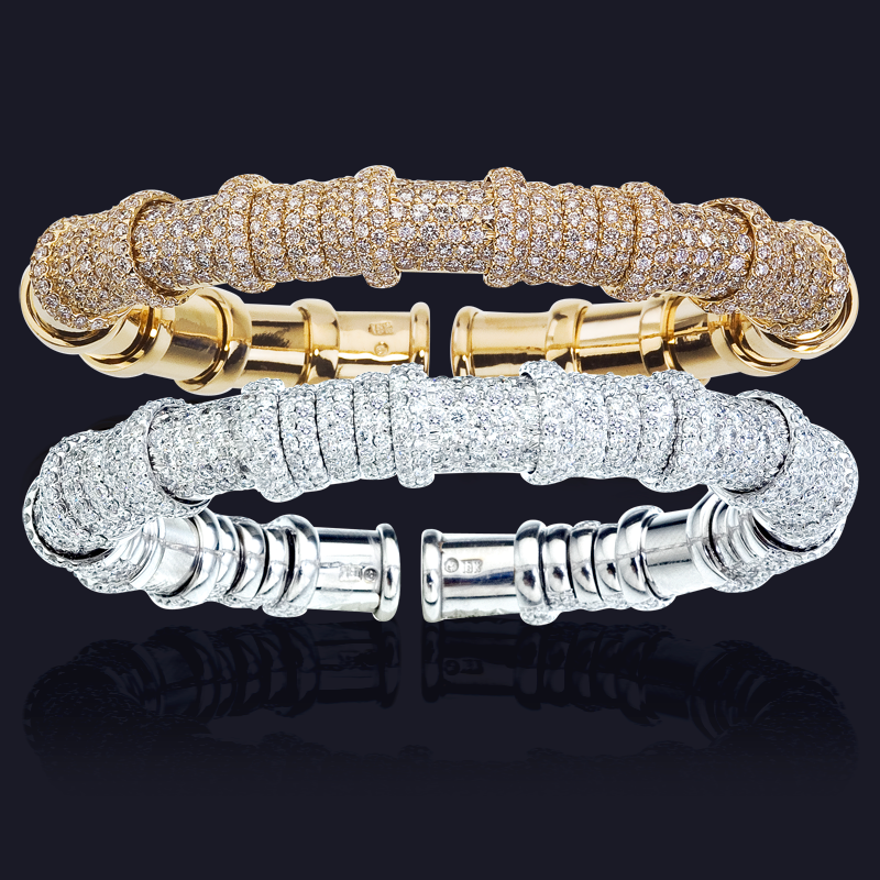 18K Yellow Gold and White Gold Diamond Bracelets