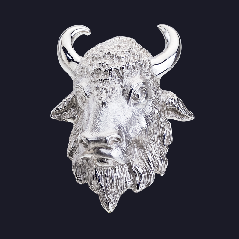 Silver or Gold Bison Belt Buckle