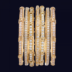 18K Yellow Gold and Diamond Bangles