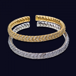 18K White Gold and Yellow Gold Diamond Bracelets