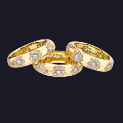 18K YG Diamond Wedding Bands