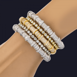 18K White Gold and Yellow Gold Diamond Bracelets (Set of 5)