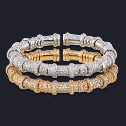 18K White Gold and Yellow Gold Diamond Bracelets