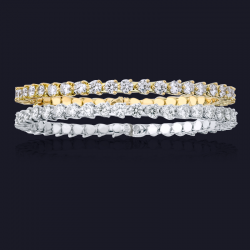 18K White Gold and Yellow Gold Diamond Bracelets (Set of 2)
