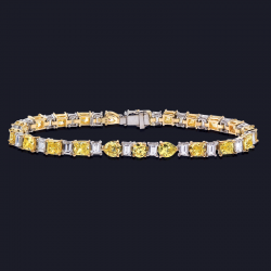 Platinum and 18K Yellow Gold Vivid Yellow Diamond Bracelet