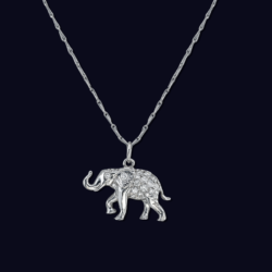 18K White Gold Diamond Elephant Pendant
