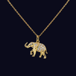 18K Yellow Gold Diamond Elephant Pendant