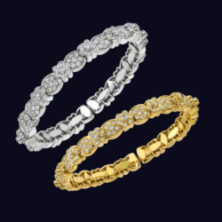 18K White Gold and Yellow Gold Diamond Bracelets (Set of 2)