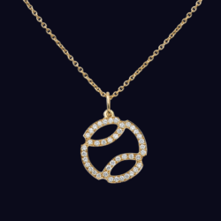 18K Yellow Gold Diamond Tennis Ball Pendant