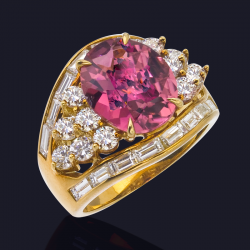 18K YG Pink Tourmaline and Diamond Ring