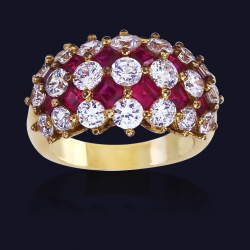 18K Yellow Gold Ruby and Diamond Ring