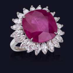 Platinum Ruby and Diamond Ring