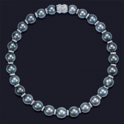 Platinum Diamond and Tahitian Pearl Necklace