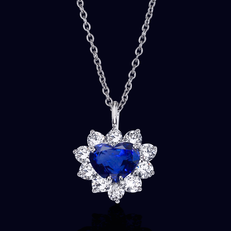 Platinum Sapphire and Diamond Necklace