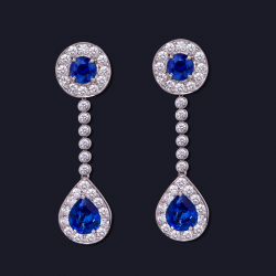 18K White Gold Sapphire and Diamond Earrings