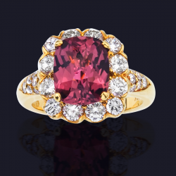 18K YG Pink Tourmaline and Diamond Ring