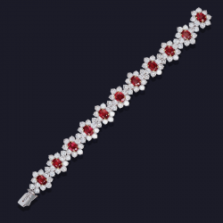 Platinum and 18K Yellow Gold Ruby and Diamond Bracelet