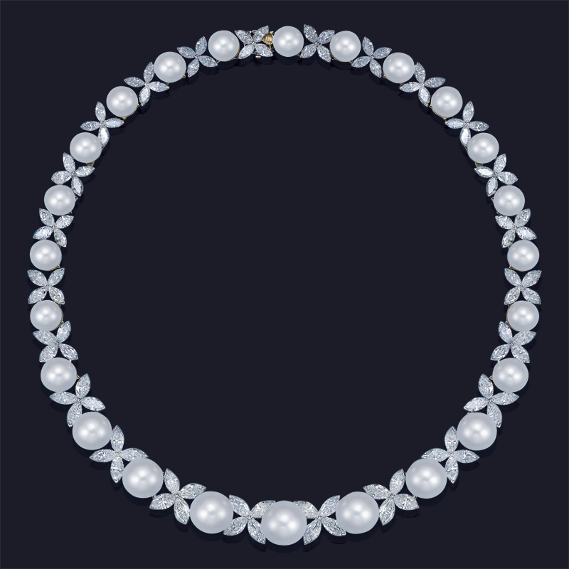Platinum Diamond and South Sea Pearl Necklace