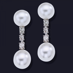 Platinum Diamond and South Sea Pearl Earring