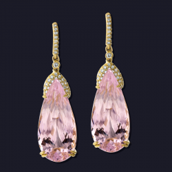 18/20K Yellow Gold Kunzite and Diamond Earrings