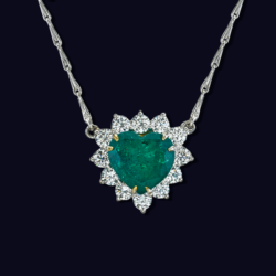 Platinum Emerald and Diamond Necklace