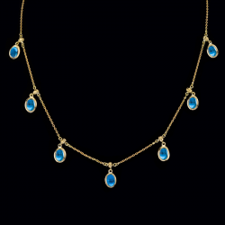 18K Yellow Gold Blue Tourmaline Necklace