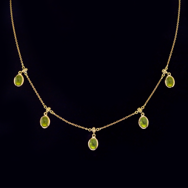 18K Yellow Gold Peridot Necklace