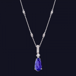 Platinum Tanzanite and Diamond Necklace