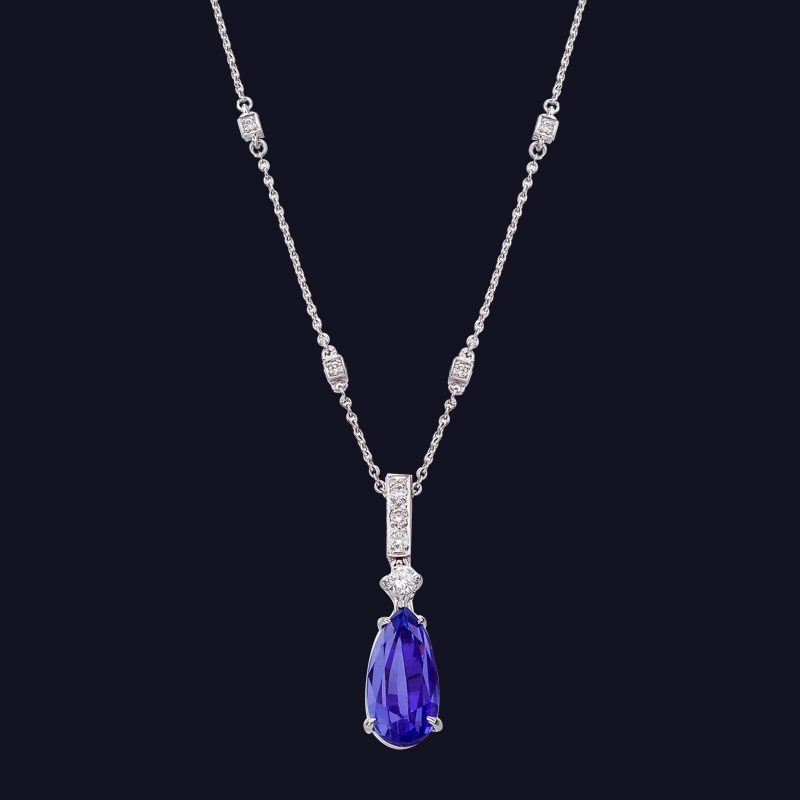 Platinum Tanzanite and Diamond Necklace