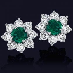 Platinum Emerald and Diamond Earrings