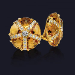 20K Yellow Gold Citrine and Diamond Earrings