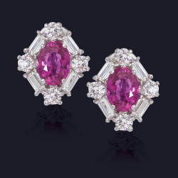Platinum Pink Sapphire and Diamond Earring