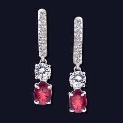 Platinum Ruby and Diamond Drop Earrings
