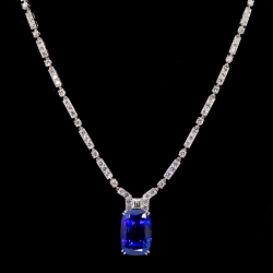 18K White Gold Tanzanite and Diamond Necklace