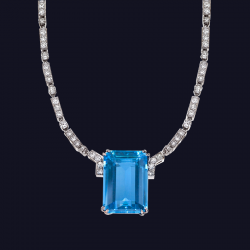 Platinum Aquamarine and Diamond Necklace