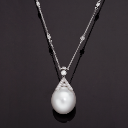 Platinum Diamond and South Sea Pearl Necklace