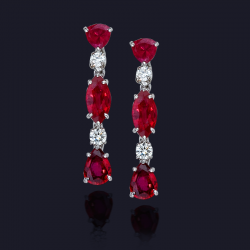 Platinum Ruby and Diamond Earrings