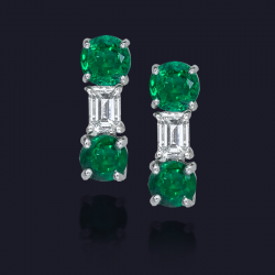 Platinum Emerald and Diamond Earrings