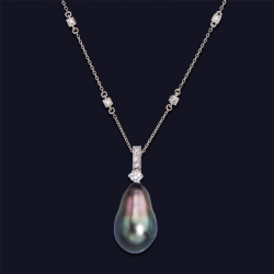 Platinum Diamond and Tahitian Pearl Necklace