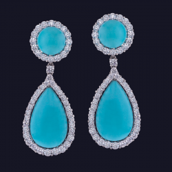 Platinum Turquoise and Diamond Earrings